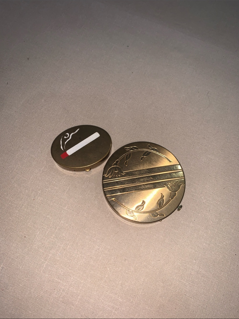 Vintage compact mirror and ashtray